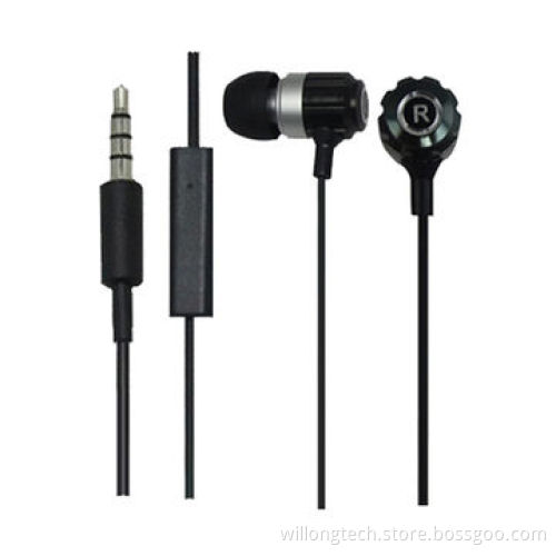 Colorful metallic ear-buds noise-cancelling with volume control for mobile phone